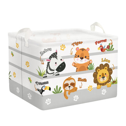 Clastyle Collapsible Cute Animal Zebra Kid Book Toy Storage Basket Tiger Lion Clothes Nursery Hamper for Bedroom Bathroom, 36L Yellow Tiger