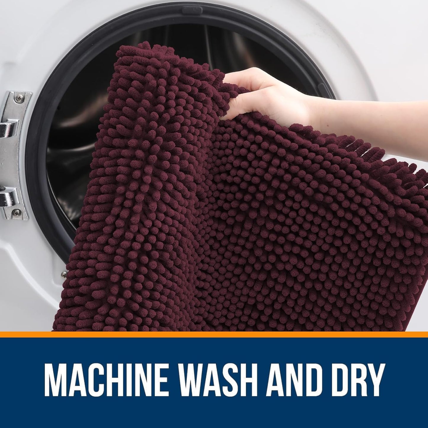 OLANLY Bath Rugs - Extra Soft Chenille | Quick-Dry, Machine Washable, 36x24, Black Cherry