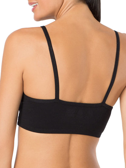 Fruit of The Loom Womens Spaghetti Strap Cotton Pull Over (Pack of 3) Sports Bra, Blushing Rose/White/Black Hue, 40