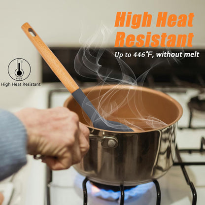 Silicone Spatula Set, Heat Resistant Spatulas for Nonstick Cookware - Large Rubber Slotted Solid Turner Spoon for