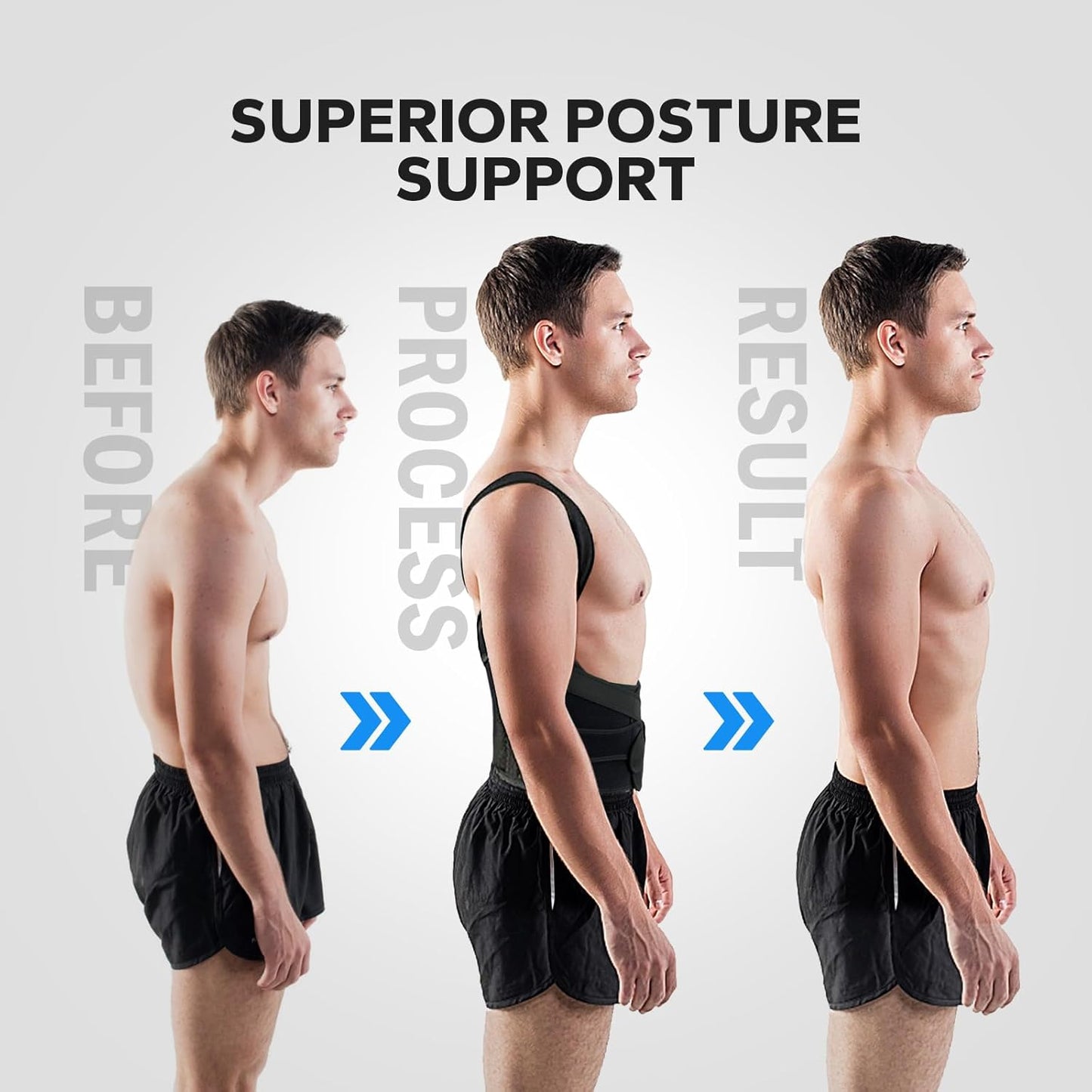 Posture Corrector for Men and Women, Upper Back Support Brace with Adjustable Shoulder Straps for Comfortable Posture Training – Invisible Under Clothing (Large 35.4-41.3‘’)