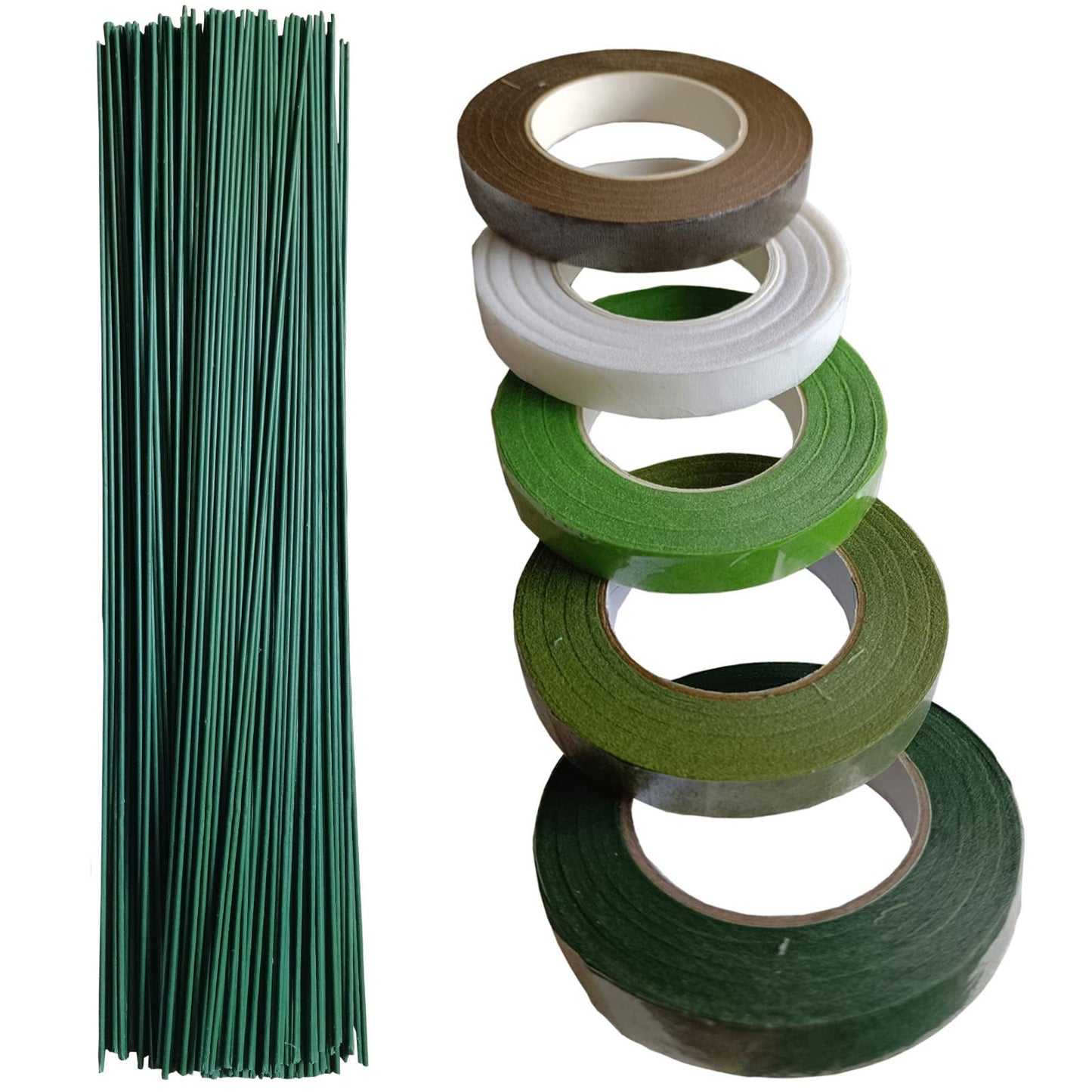 Arlai Floral Arrangement Kit - Floral Tools 5 Rolls Flower Paper Tape with 50 Pcs 16" Floral Stem Wire for Floral Arrangement Artificial Bouquet Stem Wrap Florist