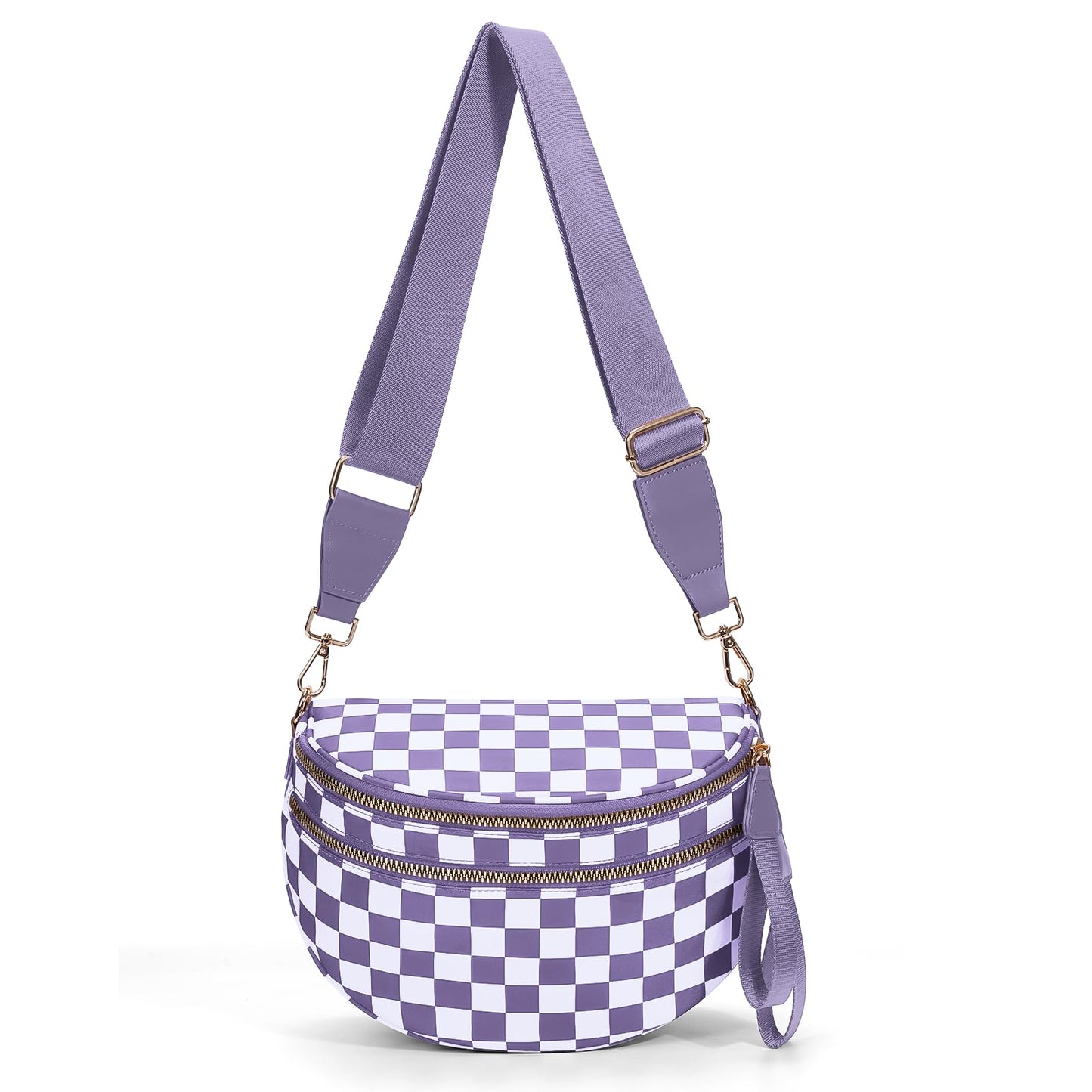 Checkered Crossbody Bum Bags for Women Nylon Checkered Purse Checkerboard Fanny Pack