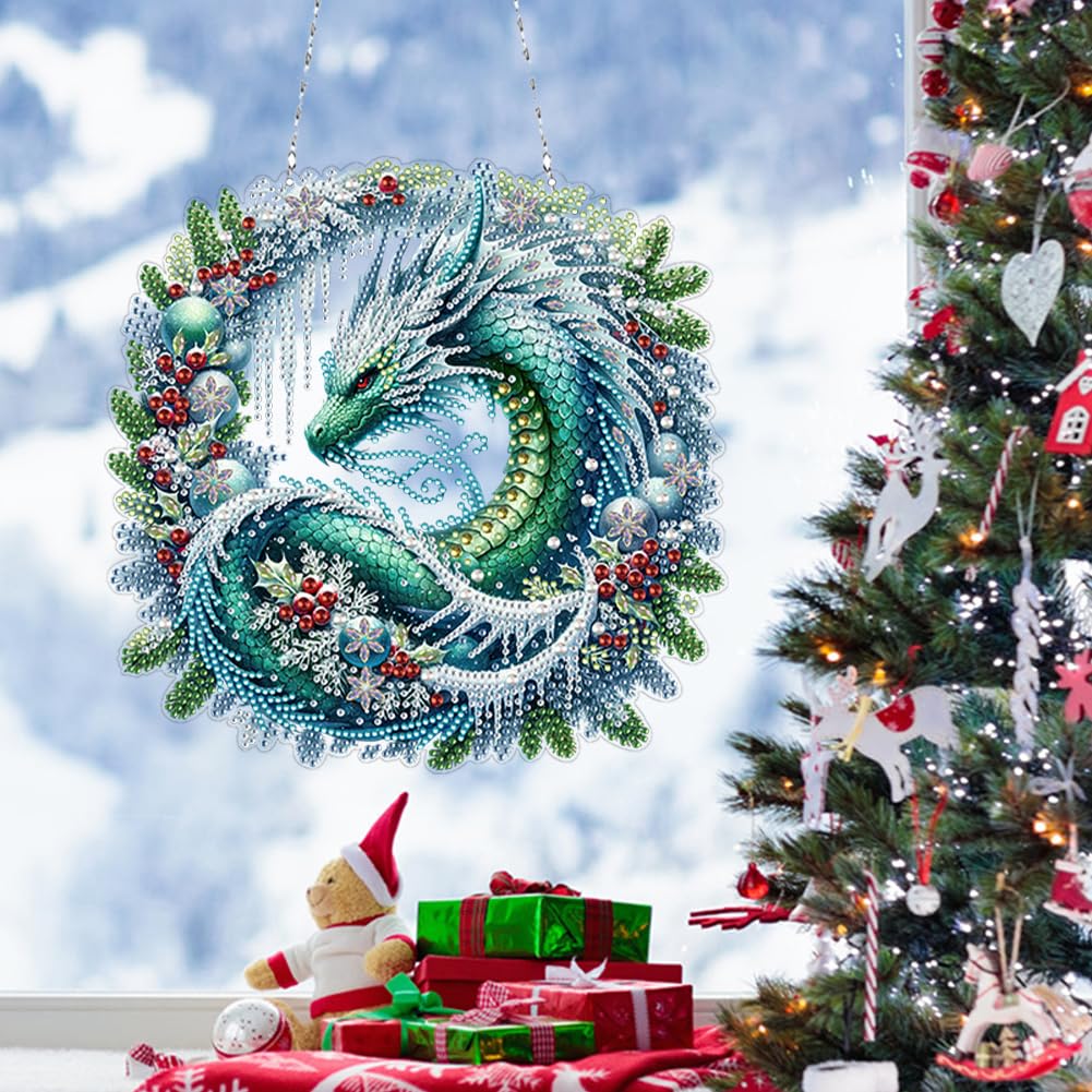 C'eitura Dragon Diamond Art Painting Sun Catcher Kit for Adults, Double-Sided Mythical DIY Hanging Ornament, Crystal Acrylic Gem Art Craft for Home Window Wall Decor, Fantasy Gift for Beginners