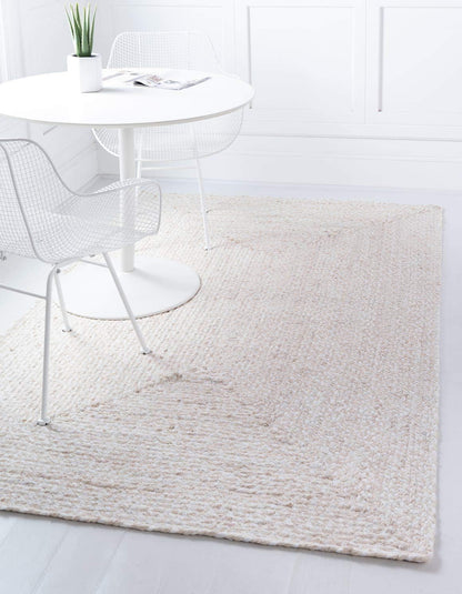 Unique Loom Braided Chindi Collection Area Rug - Layer, Ivory/Beige (2' x 3' 1" Rectangle)