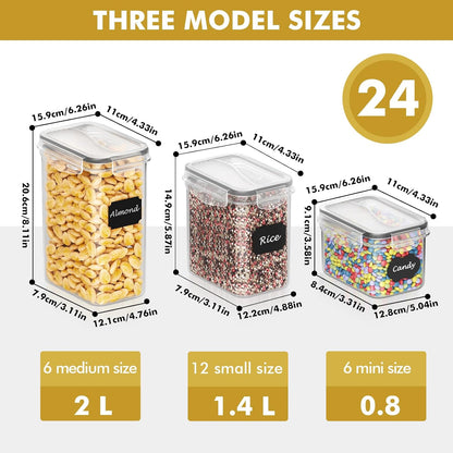 24 24 SNSLXH Airtight Food Storage Containers with Lids, pcs Plastic Pantry Organizers and Storage Canisters