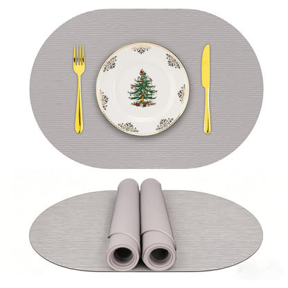 IYYI Silicone Placemats, Dining Placemats Set of 4, Waterproof Placemats for Kids, Heat Resistant Non-Slip Silicone Mats for Dinner Table, Dishwasher Safe (Light Gray, 17.7" ×12")