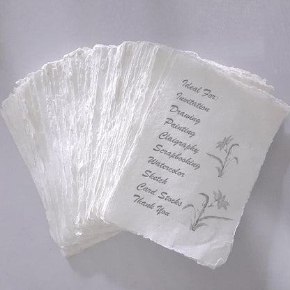 E-Tailor Handmade Cotton Paper Deckle Edge Loose Leaf Sheets 130 GSM Ivory White (5x7, Ivory-1-Pack of 50)