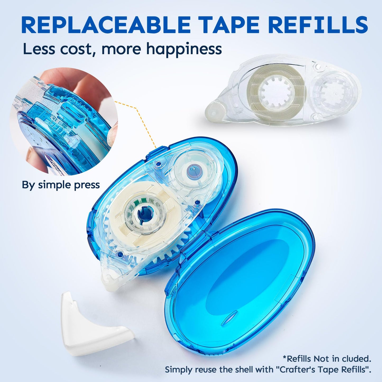 Tmol 4 Pack Scrapbook Tape, 26 Ft x 0.31 in Double Sided Tape Roller, Permanent Adhesive Tape Dispenser Runner, Photo-Safe Glue Tape Roller for Scrapbooking, Crafts and Arts Projects, Smooth & Clean