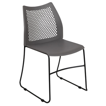 Flash Furniture Hercules Series Contoured Lobby Chairs with Air-Vent Honeycomb Backs, Ergonomic Stacking Chairs for Offices, Set of 5, Gray