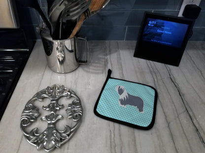 Caroline's Treasures BB3717PTHD Bearded Collie Checkerboard Blue Pot Holders, Kitchen Heat Resistant, 7 1/2 x 7 1/2