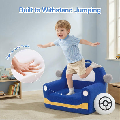 OUOZZZ 13 Toddler Chair Years Old, Kids Chair Comfy Car Sofa with Cushion Handle & Book Pocket, Soft Sherpa Foam Seat