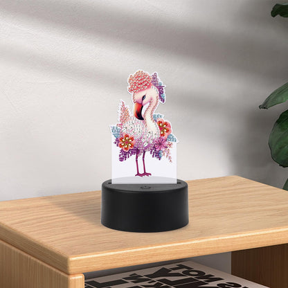JISHSHAY Diamond Painting Night Light Diamond Art Table Lamps Gem Art LED Lights Gem Painting Desk Lamp Mosaic Kits for Adults DIY Kits for Adults Paint by Numbers with Special Drills Flamingo