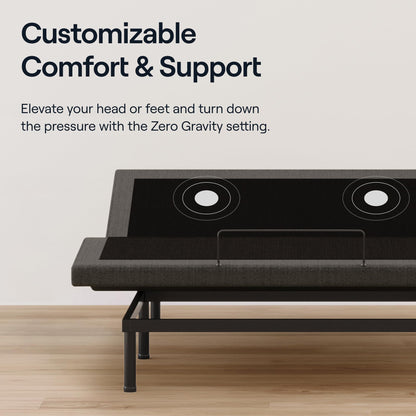 Nectar Premier Adjustable Base - Queen - Head & Foot Incline - Wireless Remote with Memory- 3 Massage Settings - 4 USB Ports - Anti-Snore & Zero Gravity
