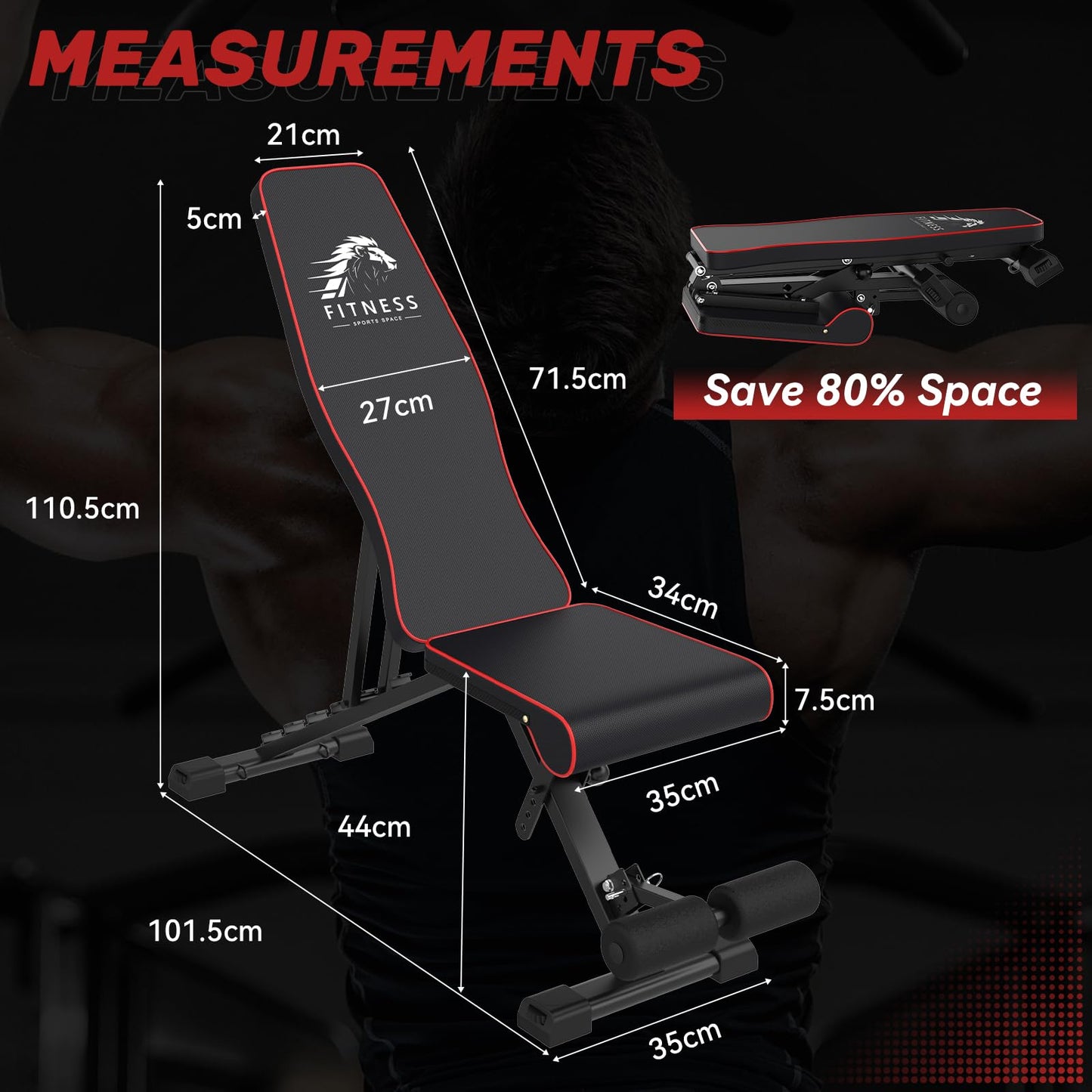 Dskeuzeew Weight Bench with Storage Bag, 7 Backrests Adjustable Bench Press Load 660LBS Weight Capacity, Incline Decline Flat Foldable Workout Bench for Home Gym Garage Strength Training