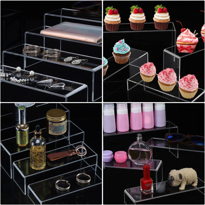 A+ DESIGN Acrylic Display Risers Suitable for Cupcake Retail Shoe Showcase Jewelry Funko Pop Figures (Clear 4 Pack Set)