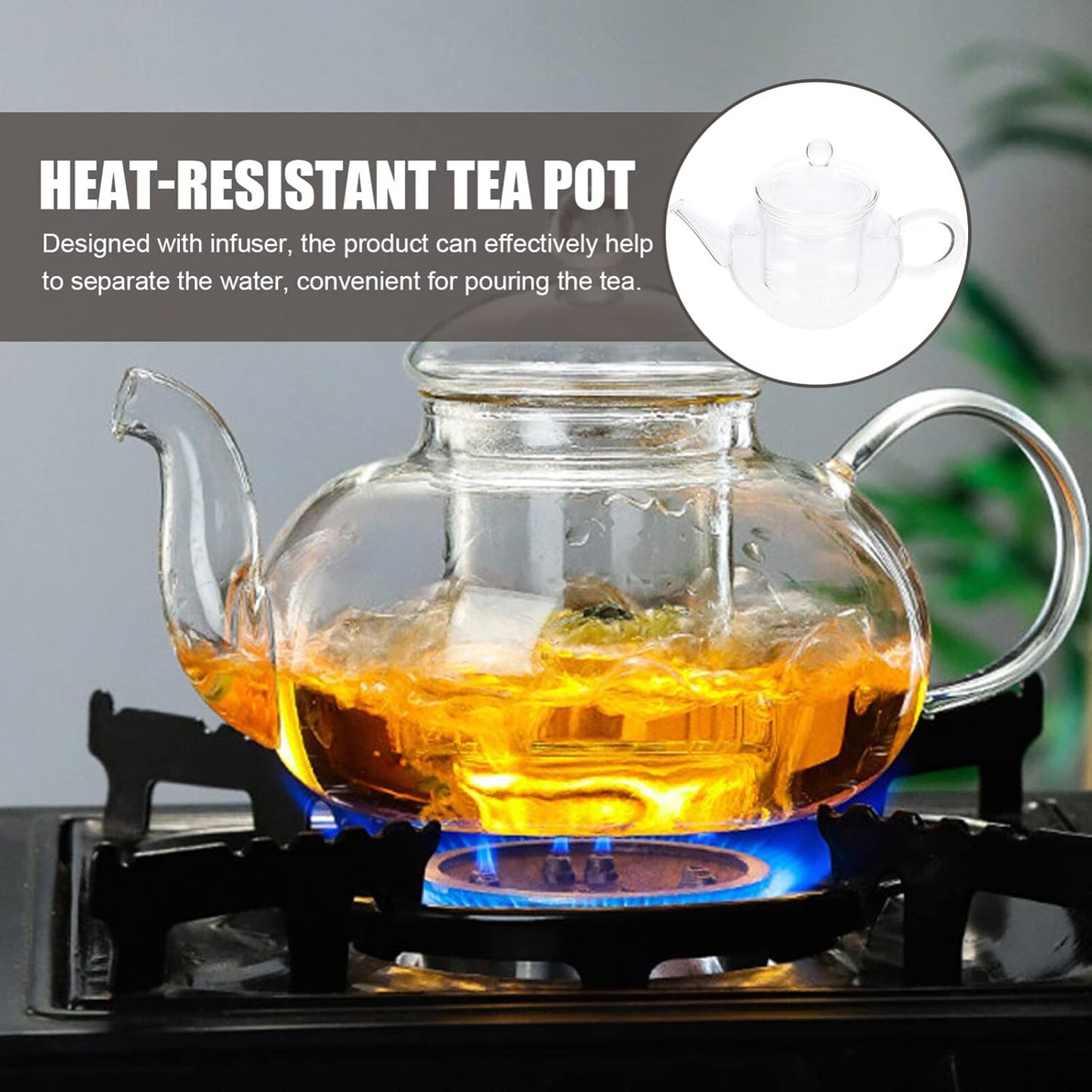 DOITOOL Glass Teapot with Infuser - Clear Tea Kettle for Stove Top, 250ML/8.5oz, Loose Tea Infuser for Home Office