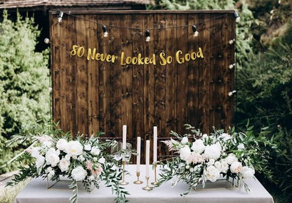 Gold Glitter Banner by Pre-Strung | 80th Birthday Decorations for Men & Women - Perfect Party Supplies