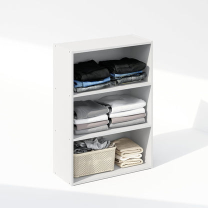 Furinno Reed 3-Tier Multipurpose Open Shelf for Clothing & Closet Storage Organization, Plain White