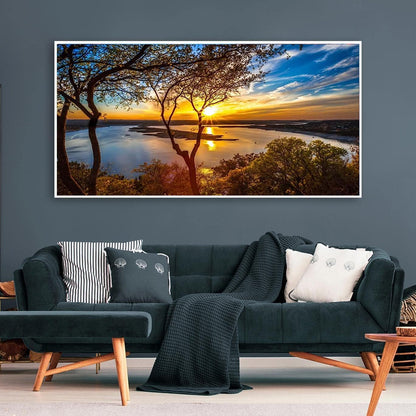 COHAYISY Large Landscape Diamond Art Kits for Adults - 5D Sunset Diamond Painting Kits for Adults, DIY Full Drill Extra Large Lake Diamond Art Painting, Gem Art Kits for Home Wall Decor 15.7x31.5inch