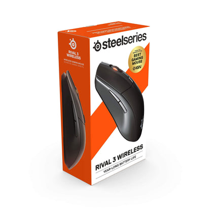 SteelSeries Rival 3 Wireless Gaming Mouse - 400+ Hour Battery Life - Dual Wireless 2.4 GHz and Bluetooth 5.0-60 Million Clicks - 18,000 CPI TrueMove Air Optical Sensor (62521) (Renewed)