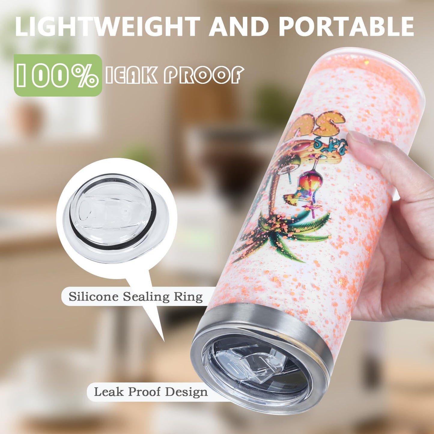 20 Oz 8 Pack Double Wall Pre Drilled Sublimation Storyboard Snow Globe Tumbler, Inner Stainless Steel Outer Plastic Insulated Storyboard Cups, DIY Interlayer for Glitter Storyboard Tumbler Gifts