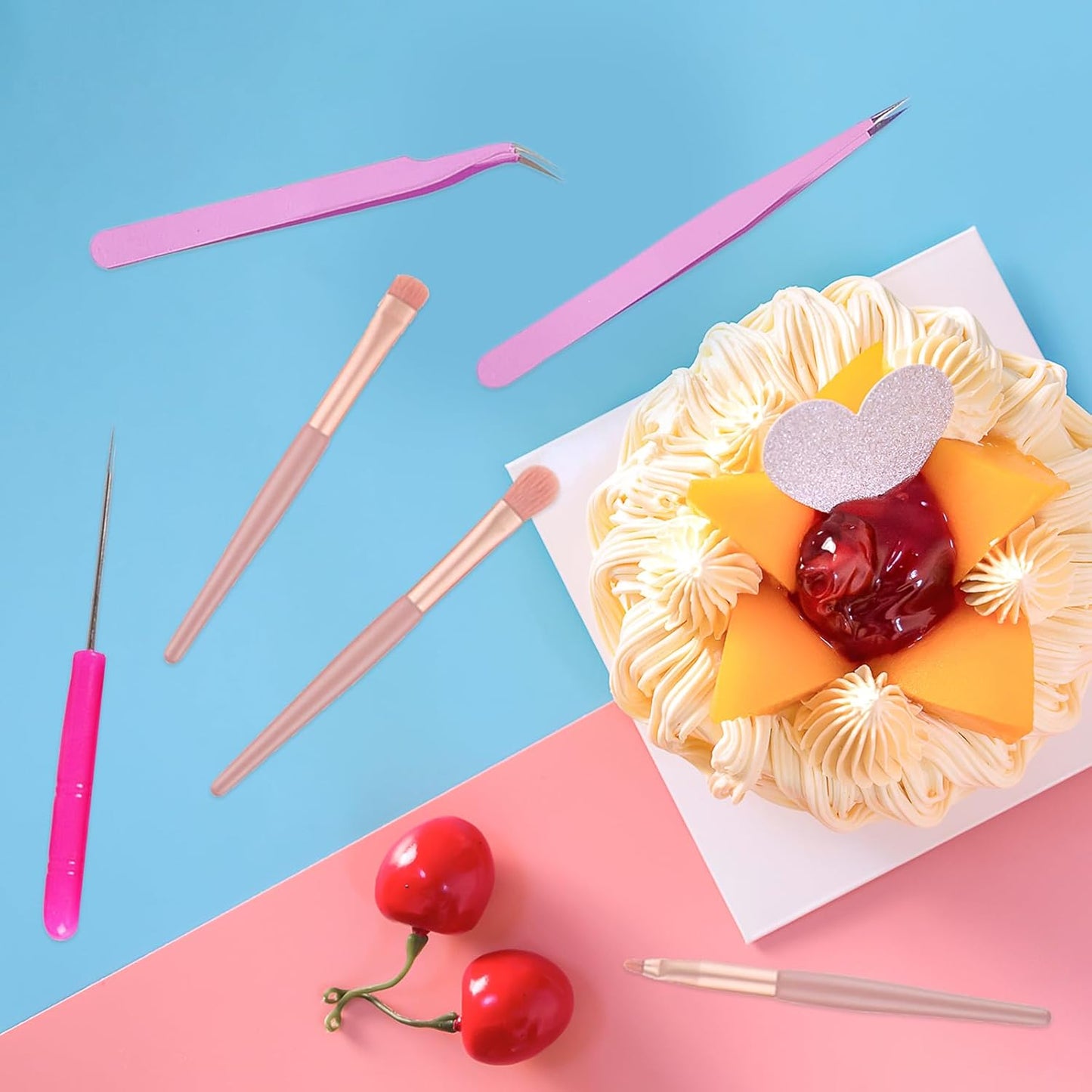 Cake Decorating Tool Set - 15 Pcs Cookie Decorating Supplies Kit with Brushes, Scriber Needles