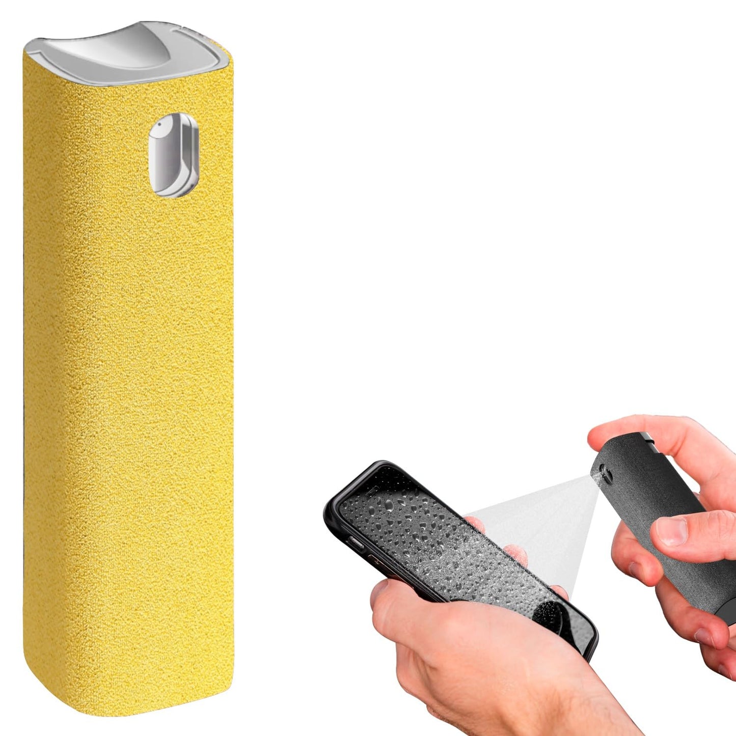Mini Screen Cleaner Spray – Finger Proof Screen Cleaner for Smartphones, iPads, MacBooks, Laptops, Car Screens, Touchscreens – 3 in1 Mist Cleaner, Microfiber Cloth and Protective Cover (Grey)