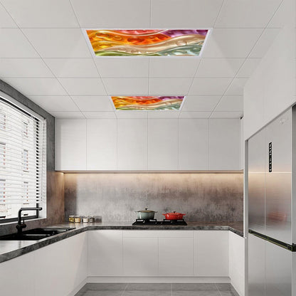 YEXLE 2PCS Stained Glass Fluorescent Light Covers Magnetic Ceiling Light Cover, Classroom Lights Covers Classroom Supplies for School Classroom Home Office,4 X 2 Feet