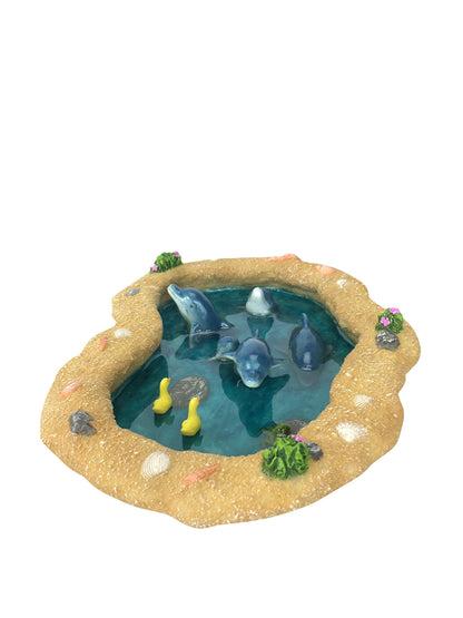 GlitZGlam The Blue Dolphins Miniature Pond for a Fairy Garden. A Miniature Pond for a Fairy and Enchanted Garden Accessories