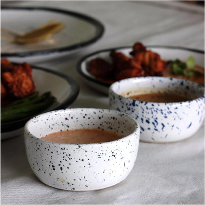 roro Exquisite Handmade Ceramic Stoneware Sauce Bowls, Set of 4, Speckled White, Microwave-Safe, Dishwasher-Safe