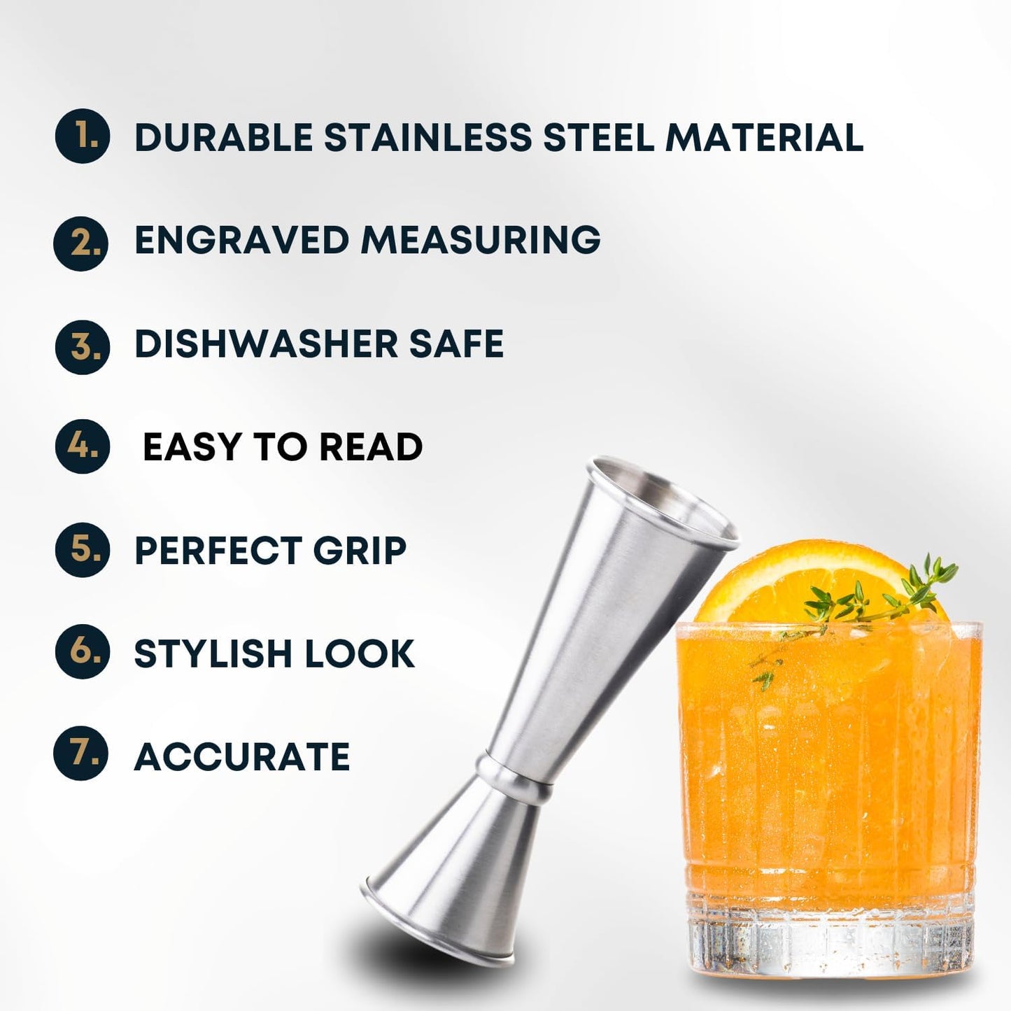 BARIANTTE Cocktail Jigger for Bartending, 2 oz 1 oz Japanese Measuring Shot Glass - Silver