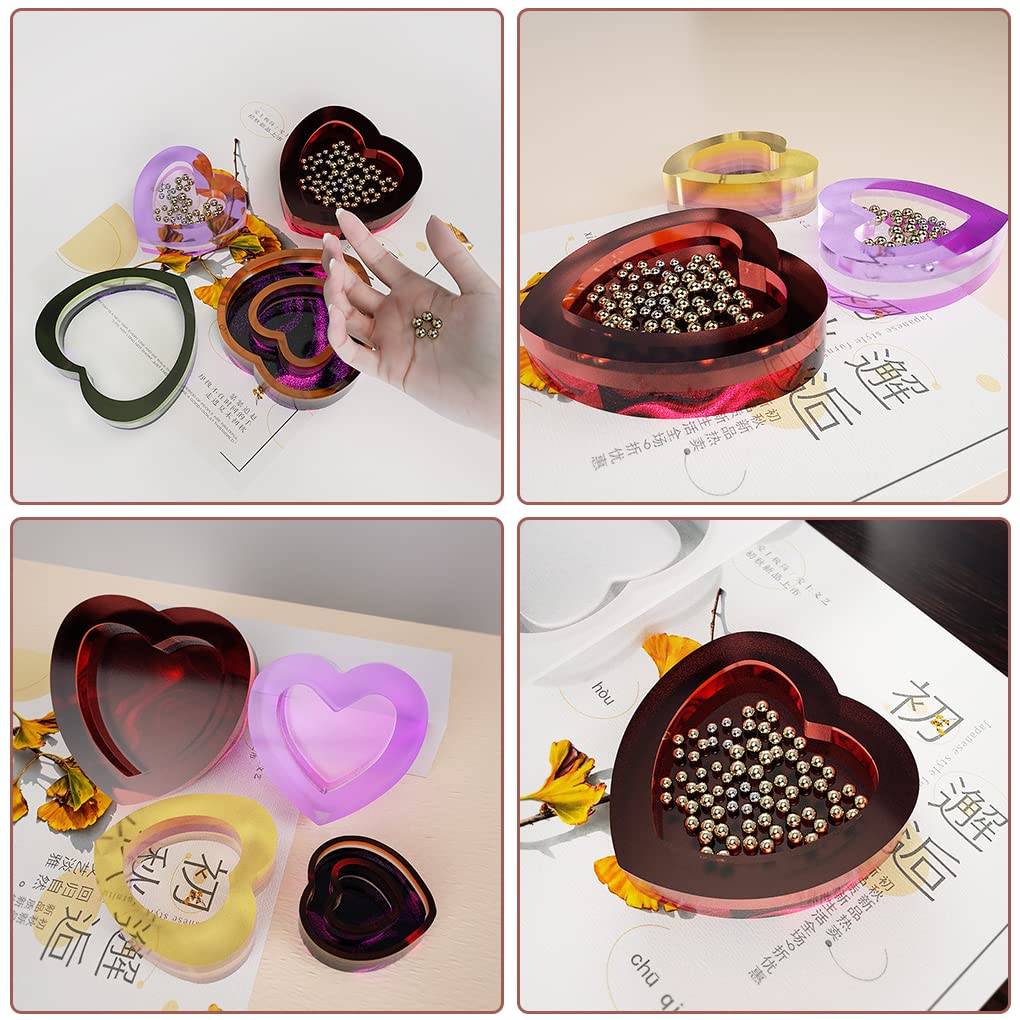 FineInno Heart Shaker Resin Molds,Hollow Heart Epoxy Resin Molds,Jewelry Molds for Epoxy Resin DIY Quicksand Pendant, Necklace,Craft Making