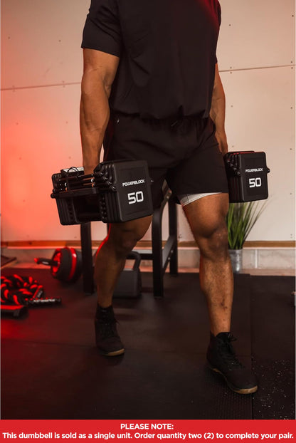 PowerBlock Pro 100 Adjustable Dumbbell, Sold As A Single Unit 5-100 lb Dumbbell – Durable Steel Build, Innovative Workout Equipment, Strength Training