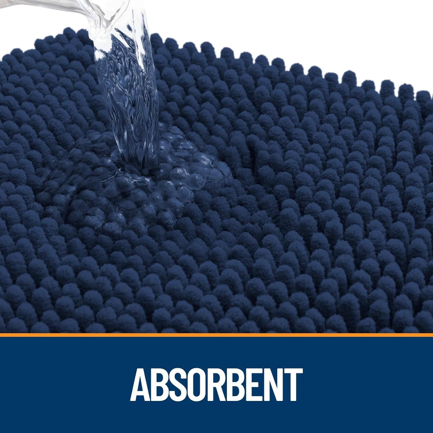 OLANLY Dog Door Mat - Absorbent Non-Slip Chenille Mat for Muddy Paws | 70x46 Dark Blue Indoor Carpet