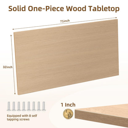 SSWOOD Universal Solid One-Piece Wood Table Top, 71"x32"x1" Workbench Top - Rectangular Particle Board for Standing Desk, Home Office Desk Countertop DlY, Washer Dryer, Coffee, Bar Tabletop