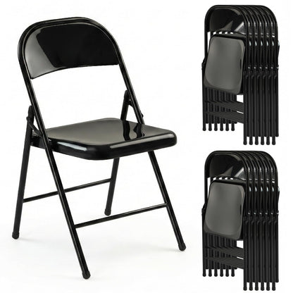 LING RONG Metal Folding Chairs 12 Pack All Steel Metal Frame Portable Commercial-Grade Foldable Chair with Double Hinged for Office Wedding Party Patio Dinning Events, Onyx Black