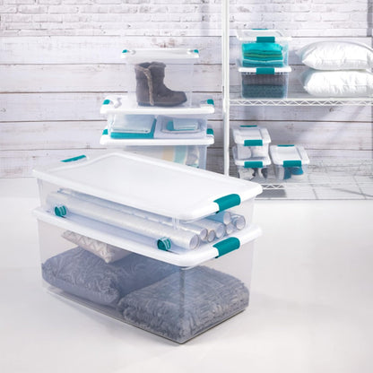 STERILITE Latching Storage Box with See-Through Base, 32-Qt