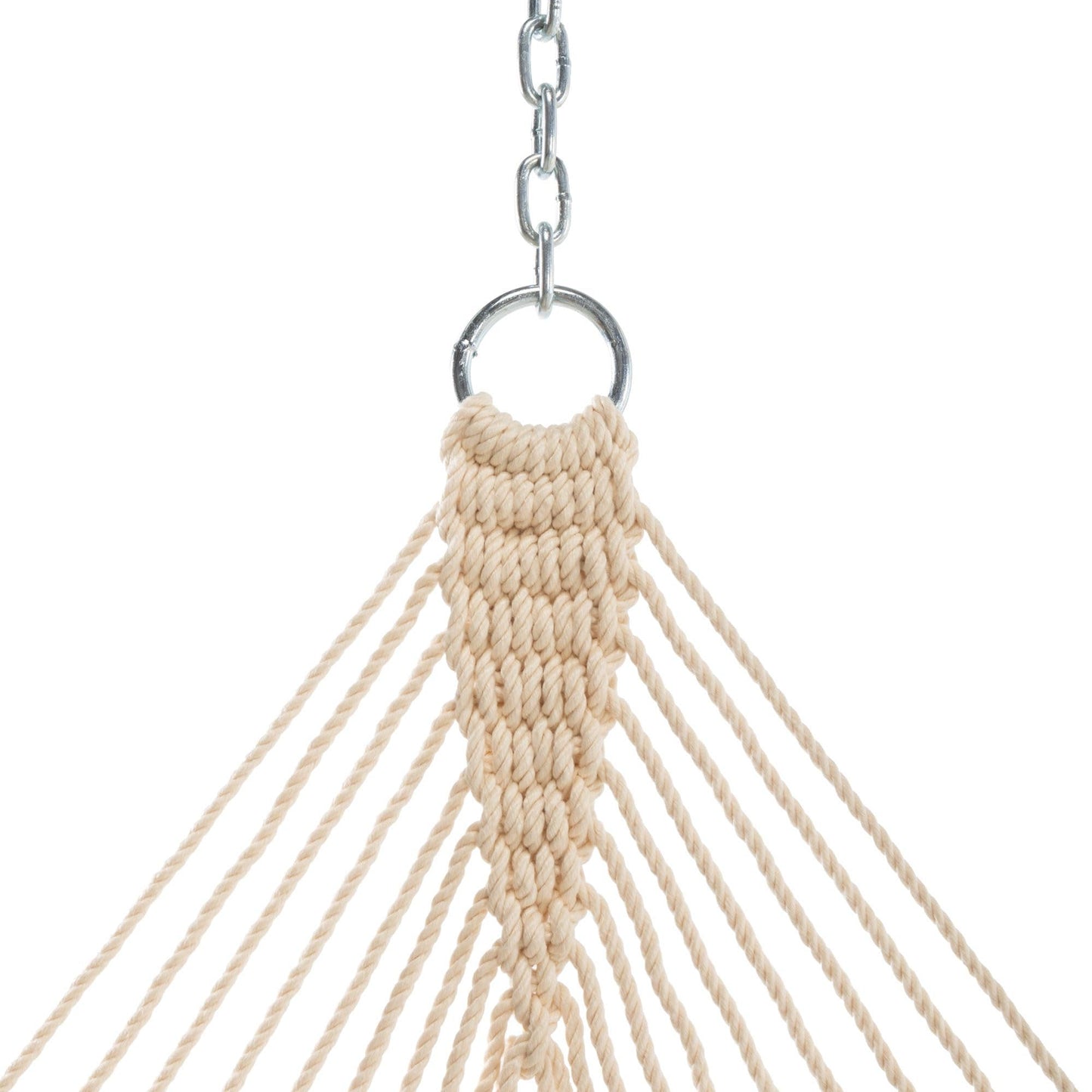 Hatteras Hammocks Deluxe Oatmeal Duracord Rope Hammock with Free Extension Chains & Tree Hooks, Handcrafted in The USA, 450 LB Weight Capacity, 13 ft. x 60 in