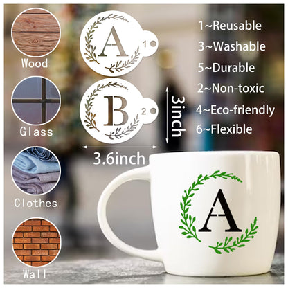 Small Letter Stencil for Cakes Cookie Decorating Stencils Reusable Alphabet Stencil on Baking Coffee Decorating Card Making (27 Letter Cookie)