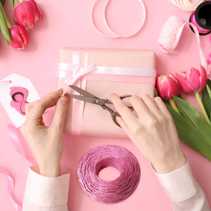 PATIKIL 1312 Feet Raffia Ribbon, 4 Rolls Raffia Yarn Paper Rope Twine String for Crochet Bags Craft Festival Gifts Bouquets Wrapping, White, Black