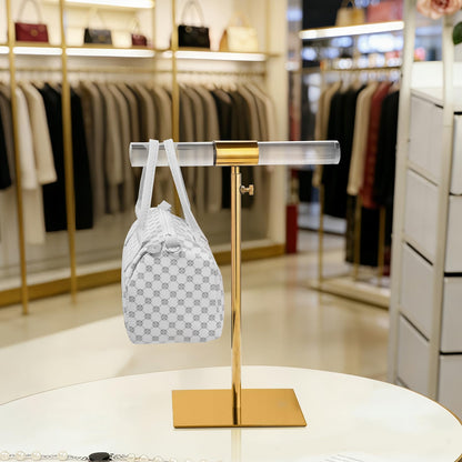 MCKECHSION Jewelry Display Stand 2 Packs Stainless Steel Purse Display Stand Acrylic Necklaces Holder Towers Adjustable Height Tabletop Jewelry Organizer for Home Store Boutique