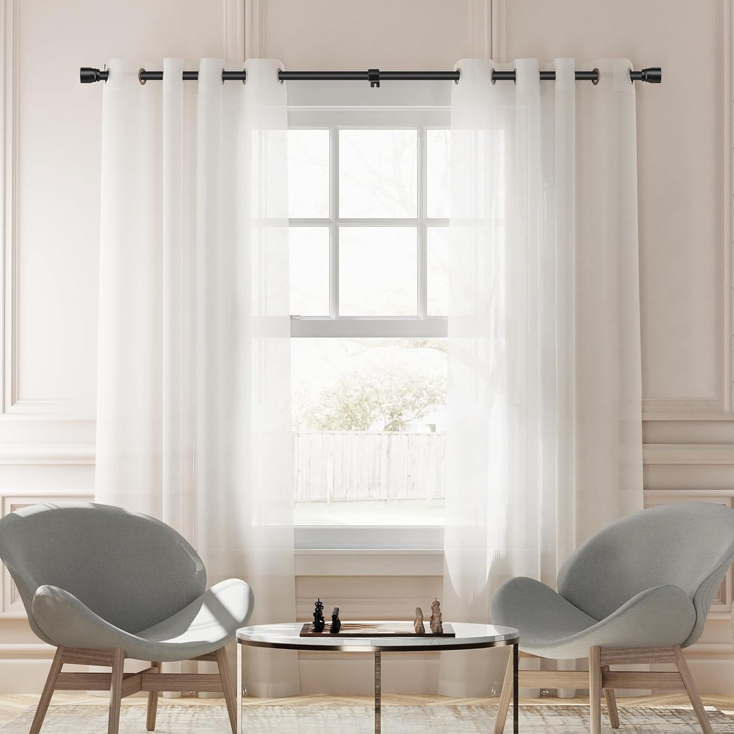 Matte Black Adjustable Curtain Rod by [Brand Name] - Heavy Duty 30 to 144 Inch Length for Windows