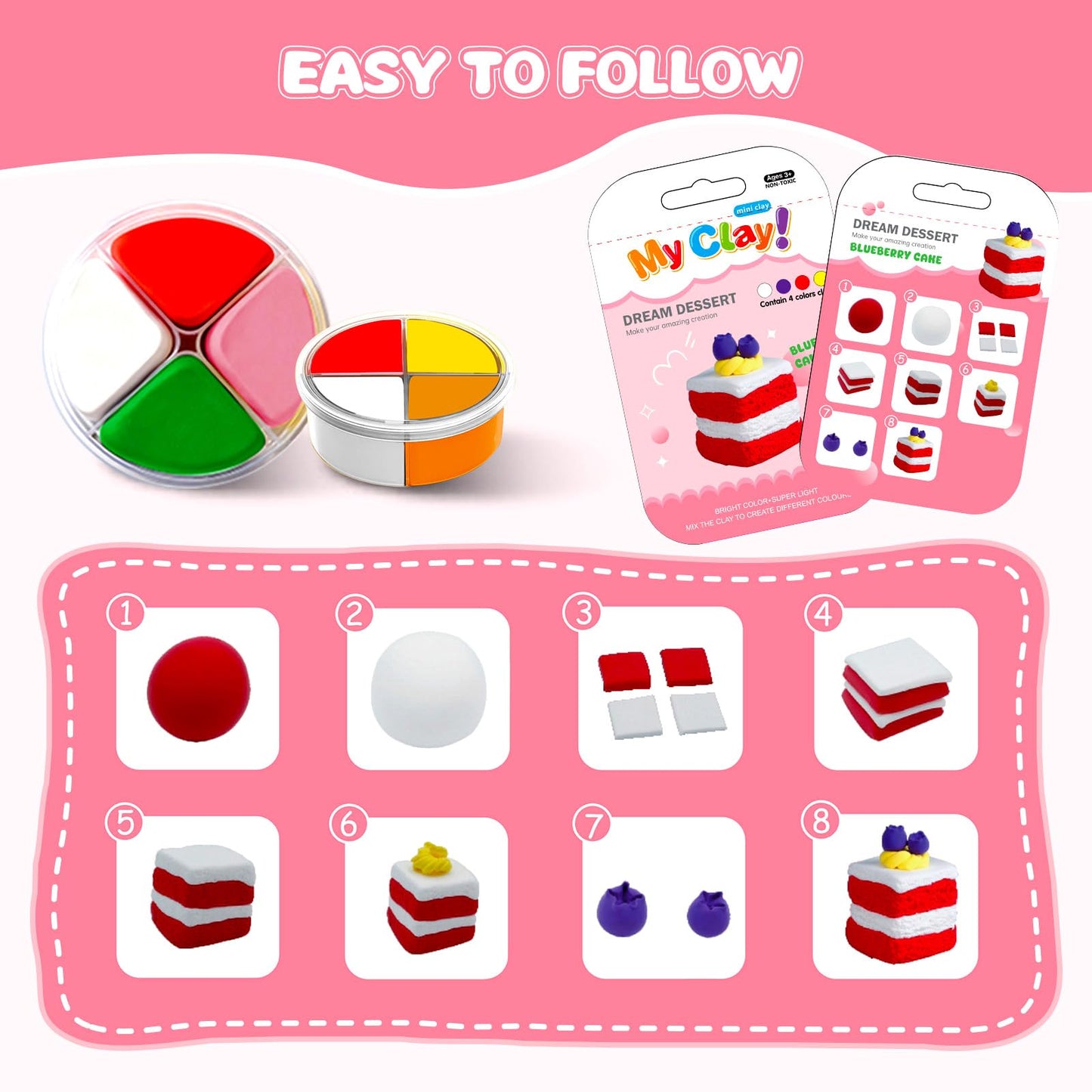 Kids Clay Air Dry Clay for Kids - Air Drying Modeling & Sculpting Kit,DIY 12 Box Food Dessert Cake Theme Arts & Crafts Clay Set,Ultra Soft Non-Sticky Bulk Party Favors & Party Crafts for Girls & Boys