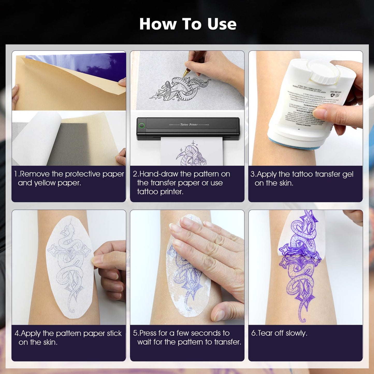 BIOMASER Upgraded Tattoo Transfer Paper,100 Sheets Tattoo Stencil Paper for tattooing,A4 size Tattoo Printer Paper 4 Layers Thermal Transfer Tracing Paper DIY Tattoos with Easy-Tear Perforation