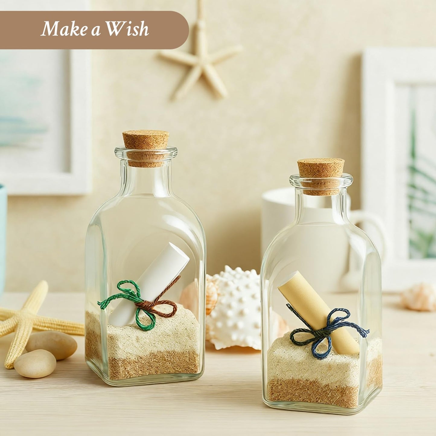 TBWIND 12 Pack 8oz Glass Potion Bottles with Cork, Small Apothecary Bottles, Clear Mini Glass Bottles for Drinks, Crafts, Wedding Favors, Square-Round Glass Jars for DIY Projects & Home Decor