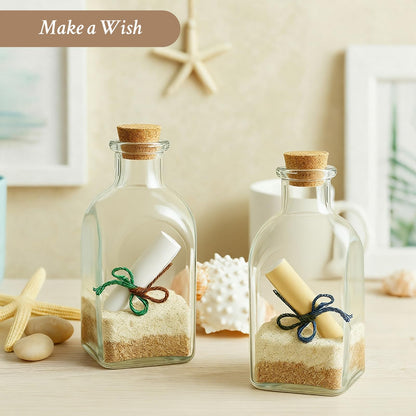 TBWIND 12 Pack 8oz Glass Potion Bottles with Cork, Small Apothecary Bottles, Clear Mini Glass Bottles for Drinks, Crafts, Wedding Favors, Square-Round Glass Jars for DIY Projects & Home Decor