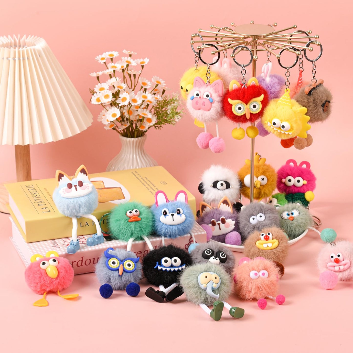 LiYiQ 30 Pcs Cute Plush Keychains Kawaii Keychain Bulk for Birthday Goodie Bags Pinata Toys Classroom Prizes Party Favors