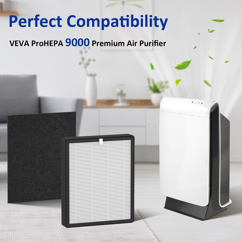 ProHEPA 9000 True HEPA Replacement Filters Compatible with VEVA ProHEPA 9000 Puri-fiers, 4 pack H13 True HEPA Filters & 4 Activated Carbon Pre-Filters