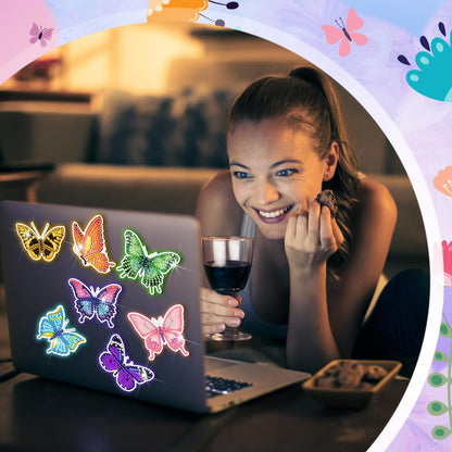 30 Pcs Butterfly Diamond Painting Magnets Luminous Butterfly Diamond Art Kits for Refrigerator Spring Fridge Magnet Stickers for DIY Craft Home Decors